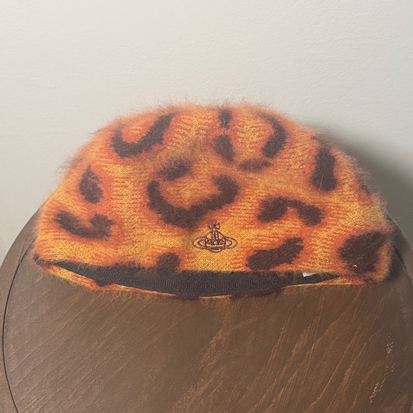 Vivienne Westwood Accessories - Vivienne Westwood Leopard Print Fuzzy Beret